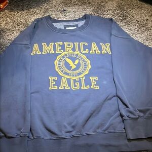 American Eagle Outfitters Blue and Yellow Crewneck Sweater